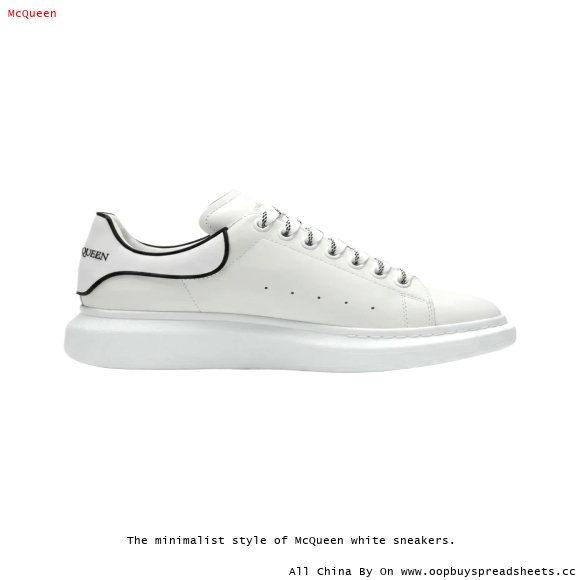 The minimalist style of McQueen white sneakers.