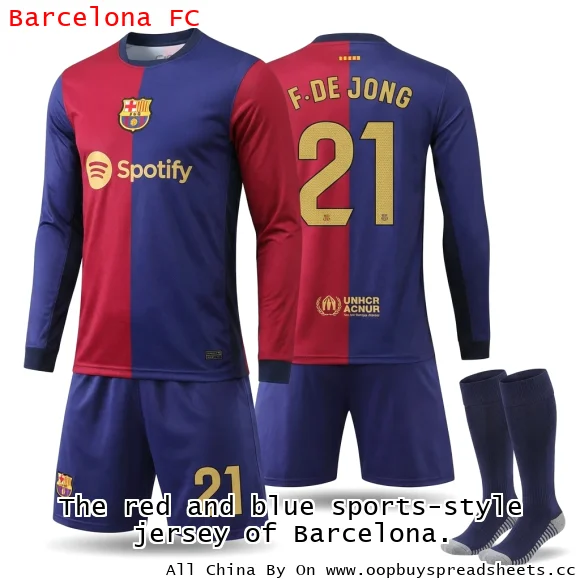 The red and blue sports-style jersey of Barcelona.