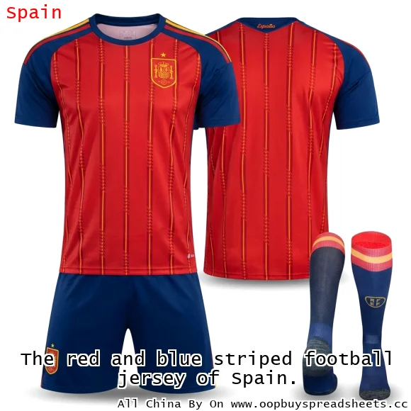 The red and blue striped football jersey of Spain.