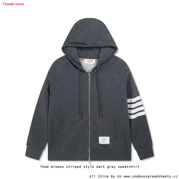 Thom Browne striped style dark gray sweatshirt