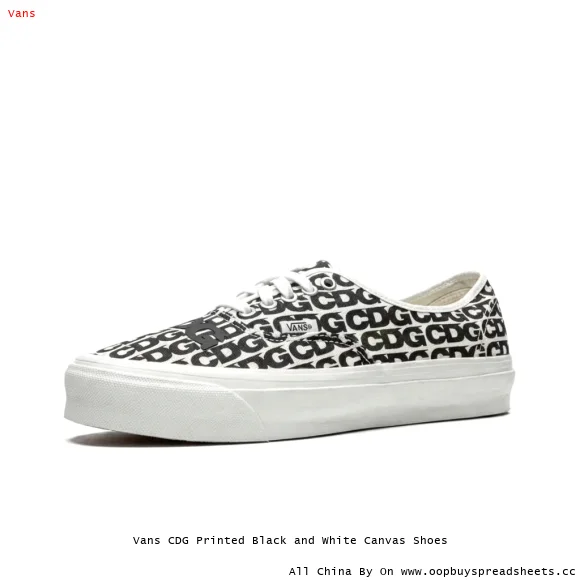 Vans CDG Printed Black and White Canvas Shoes
