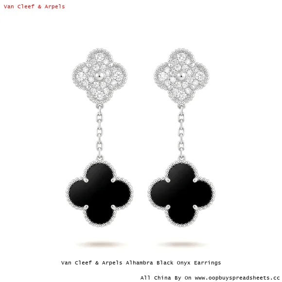 Van Cleef & Arpels Alhambra Black Onyx Earrings