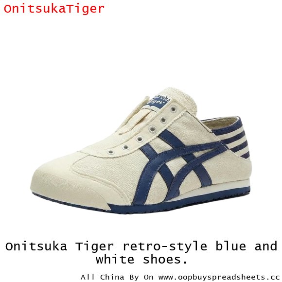 Onitsuka Tiger retro-style blue and white shoes.