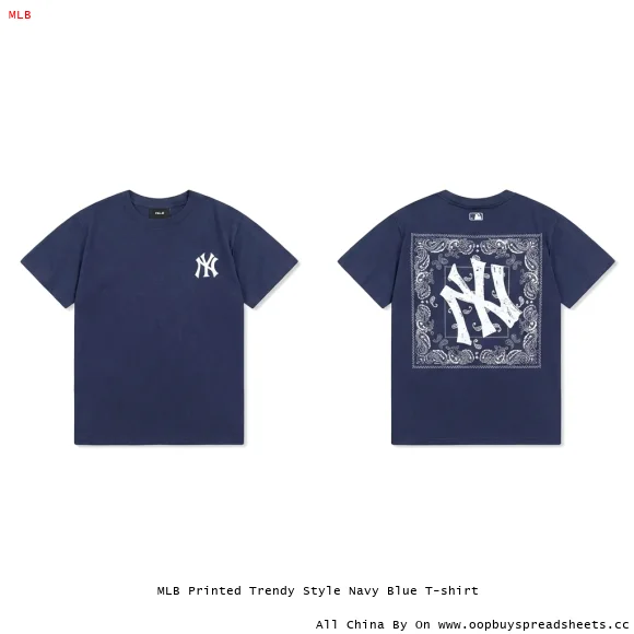 MLB Printed Trendy Style Navy Blue T-shirt