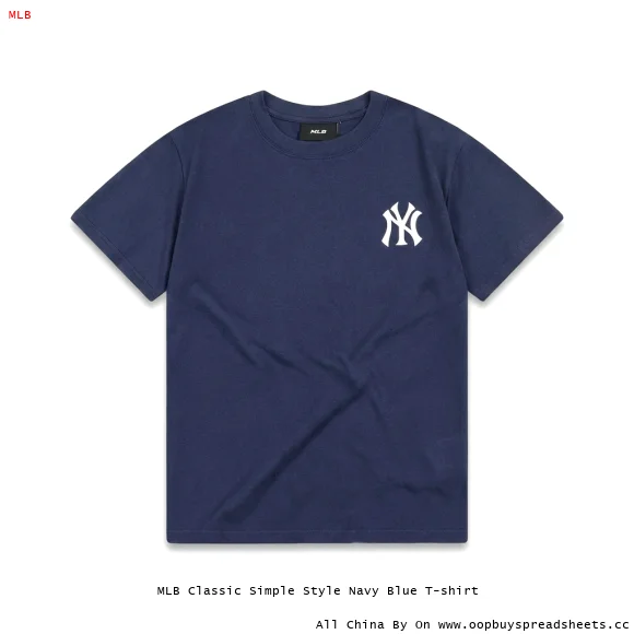 MLB Classic Simple Style Navy Blue T-shirt