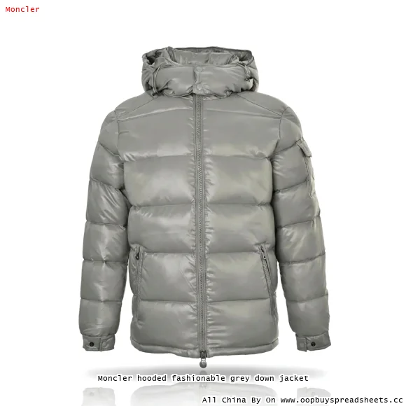 Moncler hooded fashionable grey down jacket