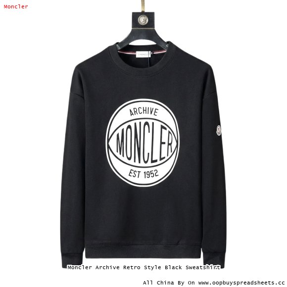 Moncler Archive Retro Style Black Sweatshirt
