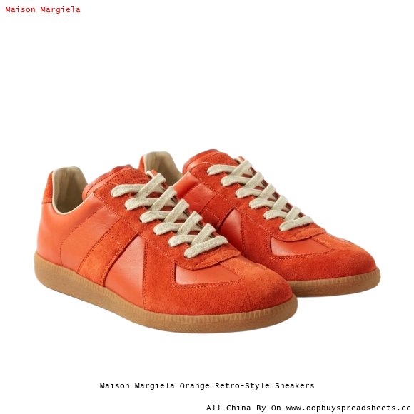 Maison Margiela Orange Retro-Style Sneakers