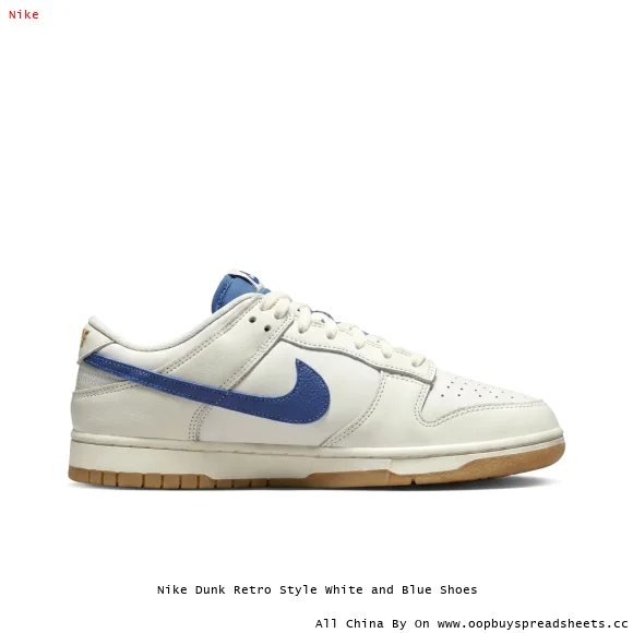 Nike Dunk Retro Style White and Blue Shoes