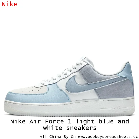 Nike Air Force 1 light blue and white sneakers