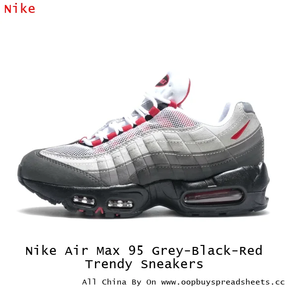 Nike Air Max 95 Grey-Black-Red Trendy Sneakers