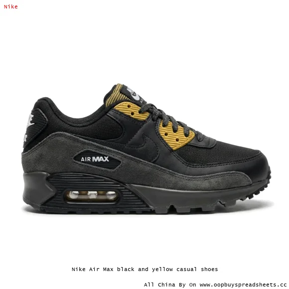 Nike Air Max black and yellow casual shoes
