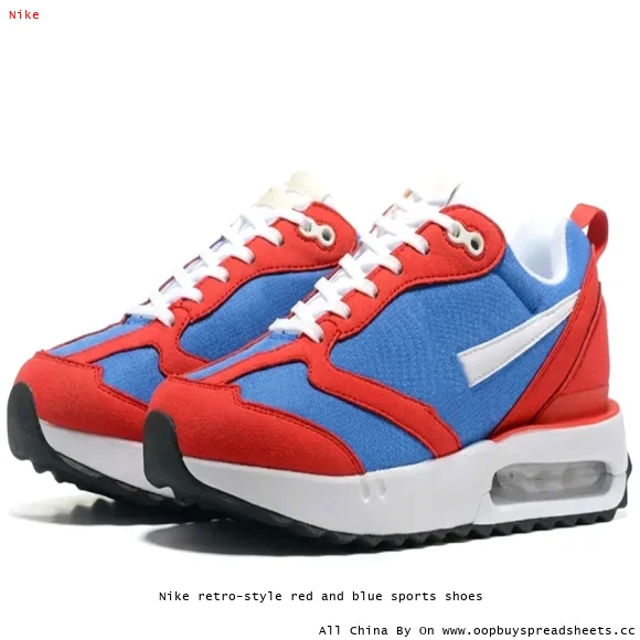 Nike retro-style red and blue sports shoes
