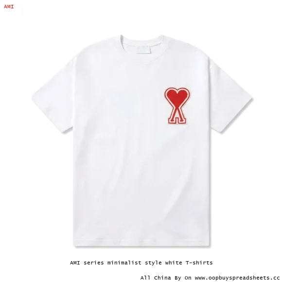 AMI series minimalist style white T-shirts