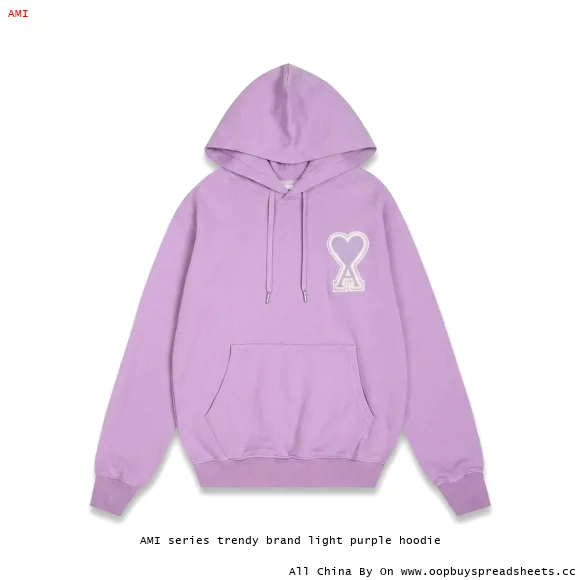AMI series trendy brand light purple hoodie