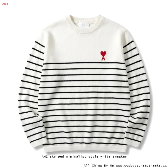 AMI striped minimalist style white sweater