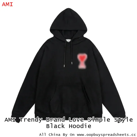 AMI Trendy Brand Love Simple Style Black Hoodie