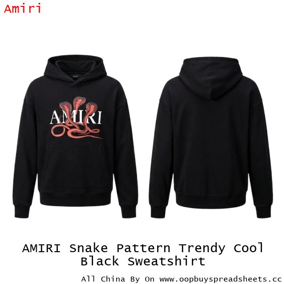 AMIRI Snake Pattern Trendy Cool Black Sweatshirt