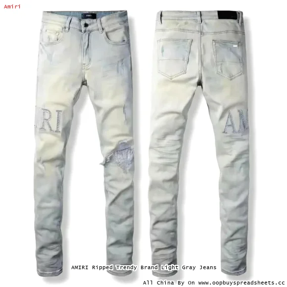 AMIRI Ripped Trendy Brand Light Gray Jeans