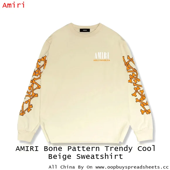 AMIRI Bone Pattern Trendy Cool Beige Sweatshirt