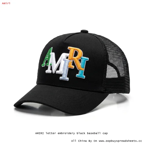 AMIRI letter embroidery black baseball cap