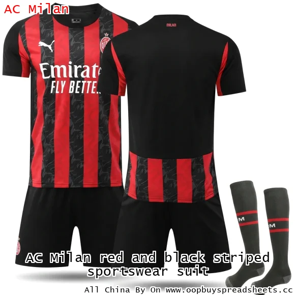 AC Milan red and black striped sportswear suit