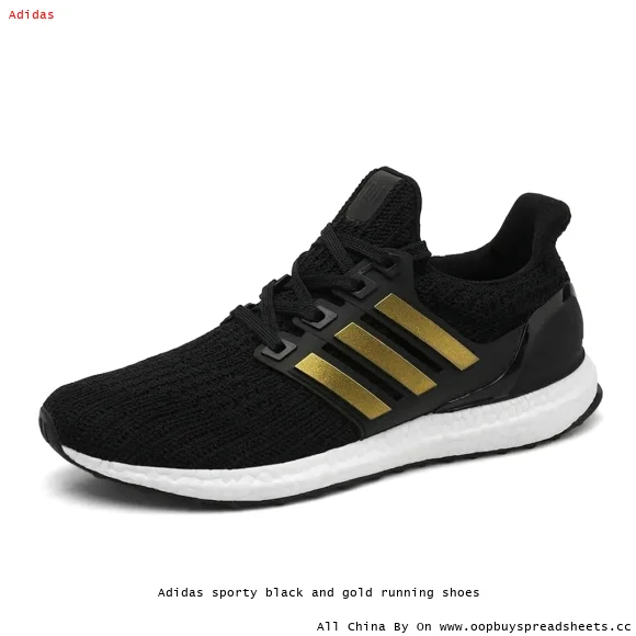 Adidas sporty black and gold running shoes