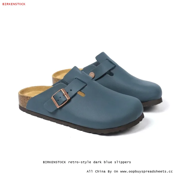 BIRKENSTOCK retro-style dark blue slippers