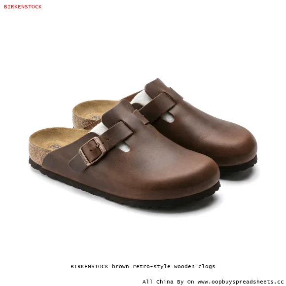 BIRKENSTOCK brown retro-style wooden clogs