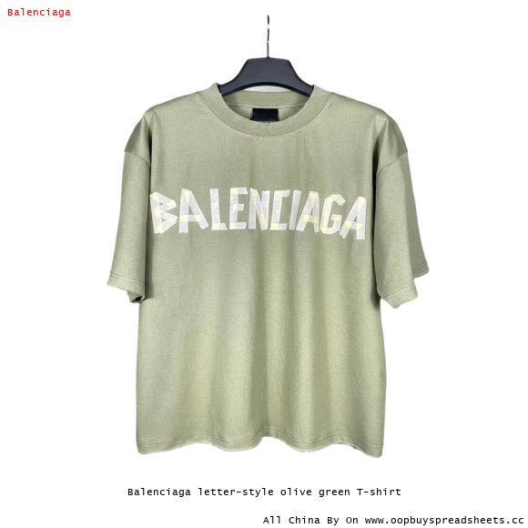 Balenciaga letter-style olive green T-shirt