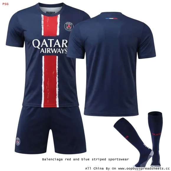 Balenciaga red and blue striped sportswear