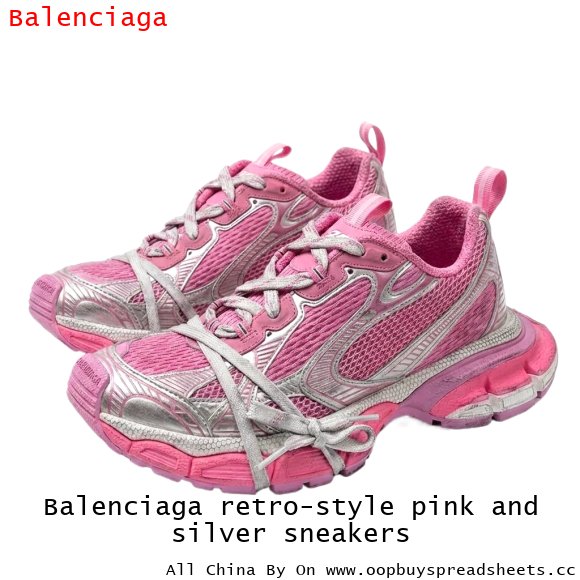 Balenciaga retro-style pink and silver sneakers