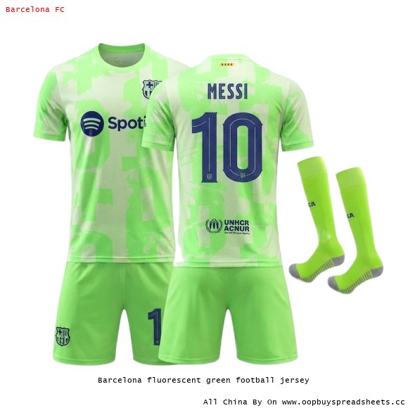 Barcelona fluorescent green football jersey