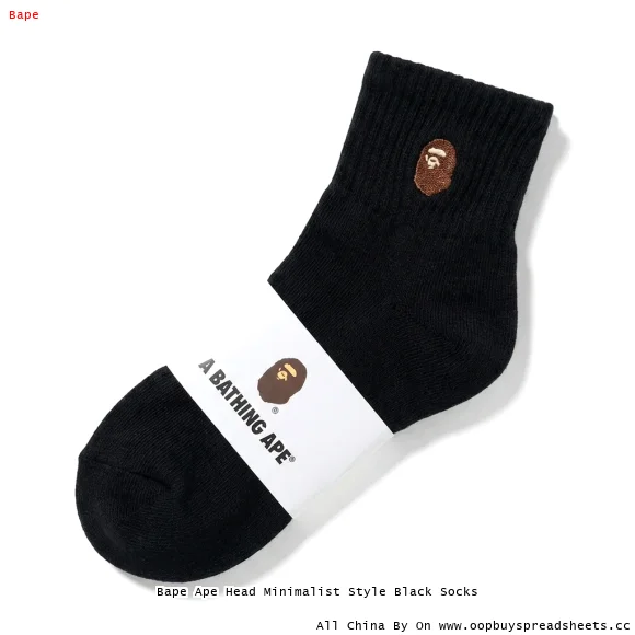 Bape Ape Head Minimalist Style Black Socks