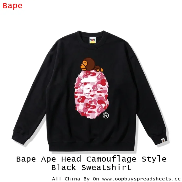 Bape Ape Head Camouflage Style Black Sweatshirt