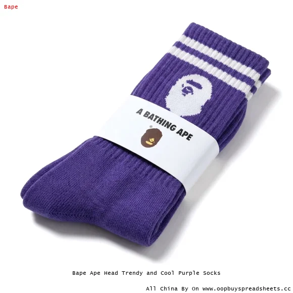 Bape Ape Head Trendy and Cool Purple Socks