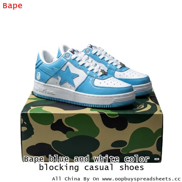 Bape blue and white color - blocking casual shoes