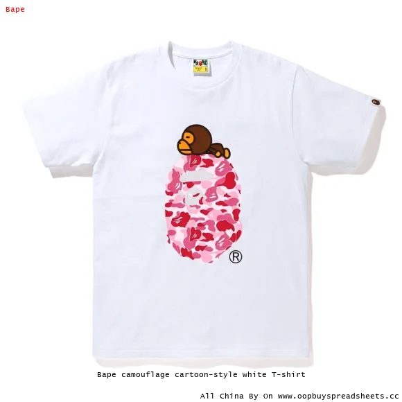 Bape camouflage cartoon-style white T-shirt