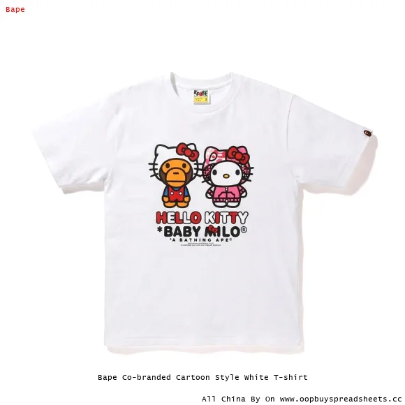 Bape Co-branded Cartoon Style White T-shirt