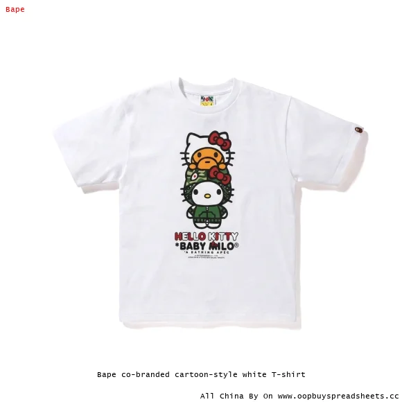 Bape co-branded cartoon-style white T-shirt