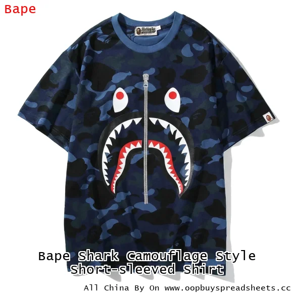 Bape Shark Camouflage Style Short-sleeved Shirt