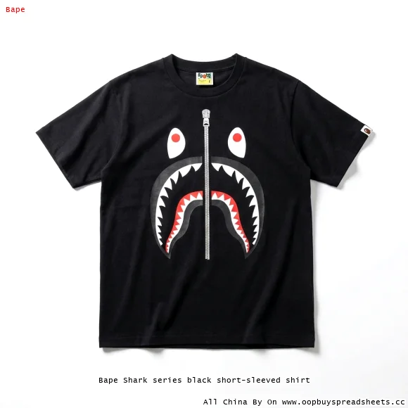 Bape Shark series black short-sleeved shirt