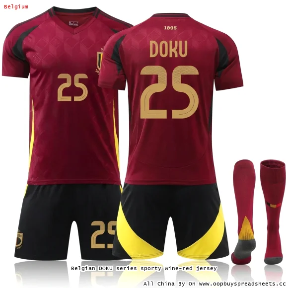 Belgian DOKU series sporty wine-red jersey
