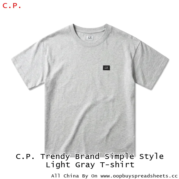 C.P. Trendy Brand Simple Style Light Gray T-shirt