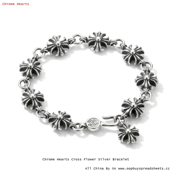 Chrome Hearts Cross Flower Silver Bracelet