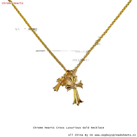 Chrome Hearts Cross Luxurious Gold Necklace