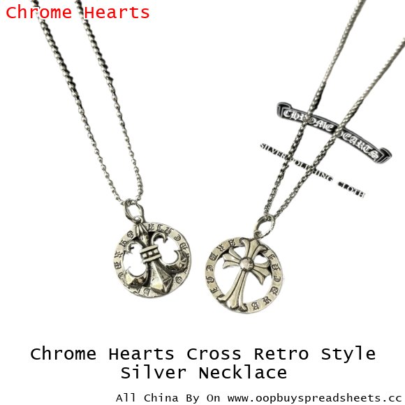 Chrome Hearts Cross Retro Style Silver Necklace
