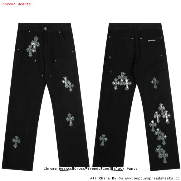 Chrome Hearts Cross Trendy Cool Black Pants