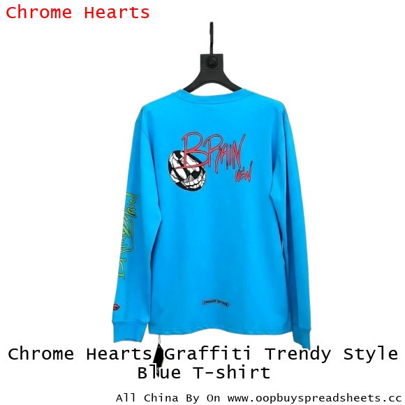 Chrome Hearts Graffiti Trendy Style Blue T-shirt