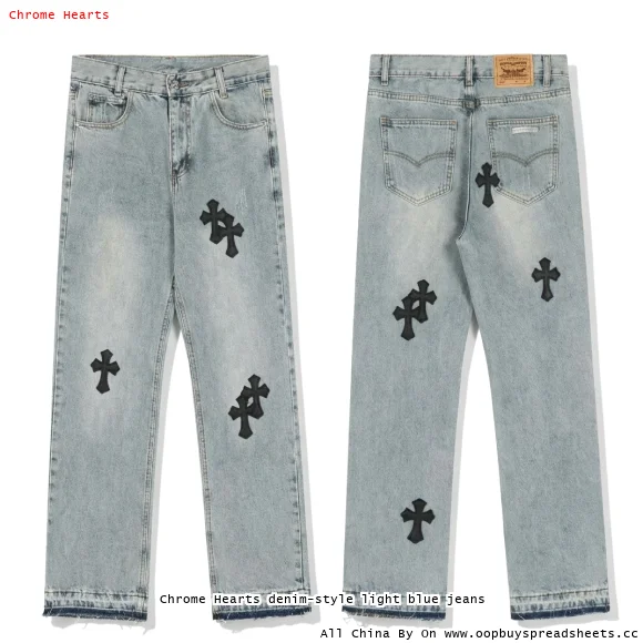 Chrome Hearts denim-style light blue jeans